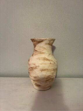 Textured Ceramic Vase in Cream and Brown